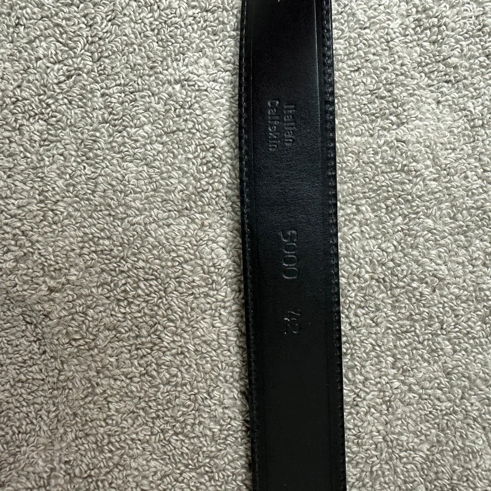 Mens Black Italian Calfskin Croc Embossed Western Ranger Belt Silver Hardware 42